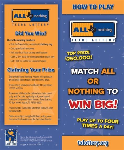 Play Texas All or Nothing Online – How to Play and Buy Tickets.